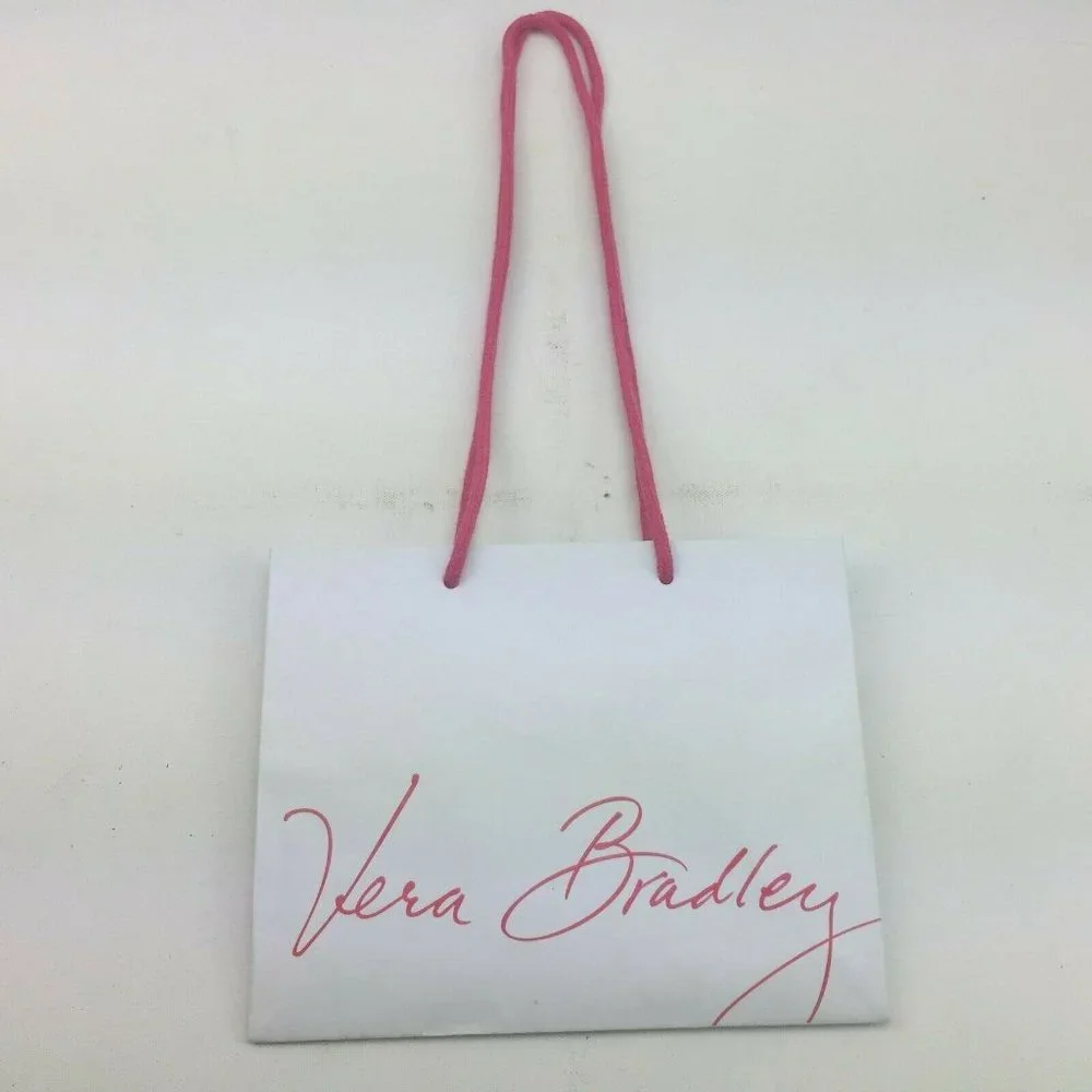 Vera Bradley Shopping Bag Rope Strings White Pink Reusable 10
